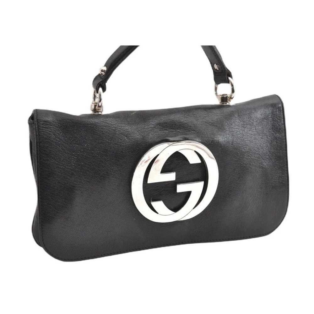 Authentic GUCCI Interlocking G Hand Bag Purse Leather